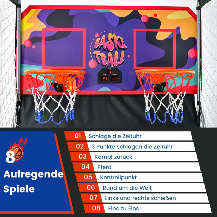 GOPLUS Basketball-Schiessmaschine, Basketballständer inkl. 4 Basketbälle und Pumpe, Basketballkorb k