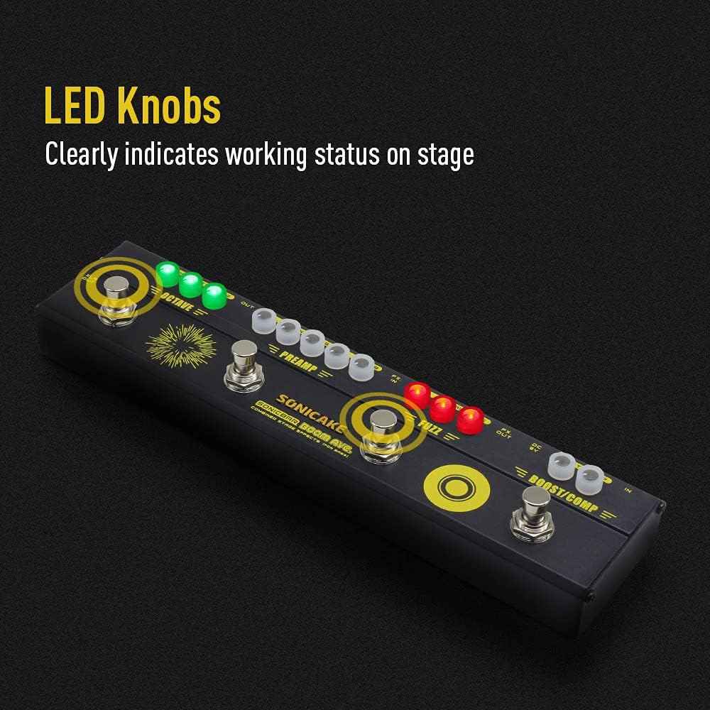 SONICAKE Multi Effektpedal Bass preamp Vorverstärker DI Box Multi Effektpedal mit Compressor Boost F