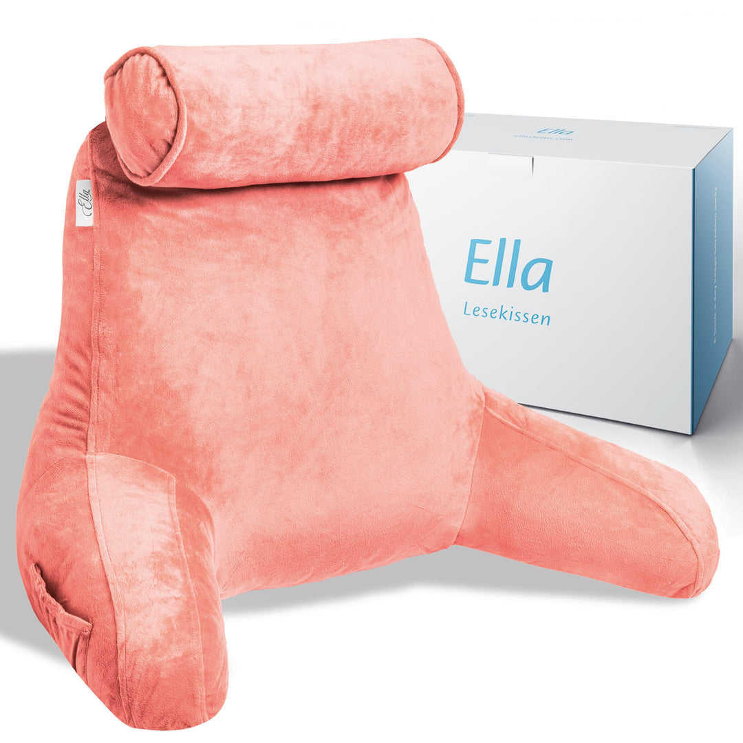 Ella Lesekissen für Bett und Sofa mit Abnehmbarer Nackenrolle - Rückenkissen Bett - Reading Pillow a