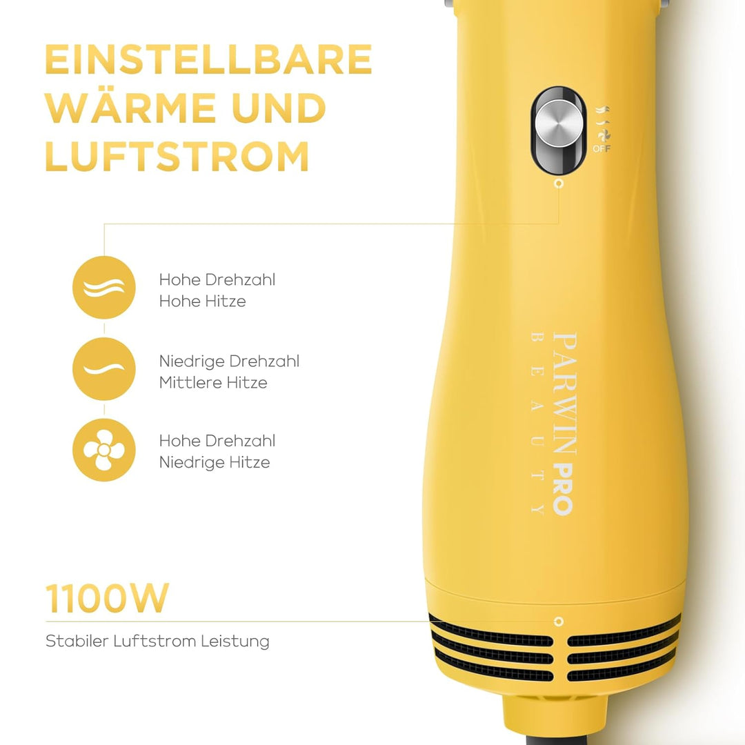 4 IN 1 Haartrockner Warmluftbürste Set, PARWIN PRO BEAUTY Styler-Set, Föhnbürste Lockenbürste mit 4