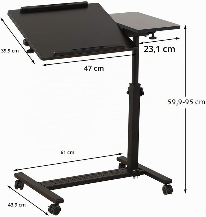 QQ-8A Rolling Laptop-Tischwagen schwarz, Schwarz