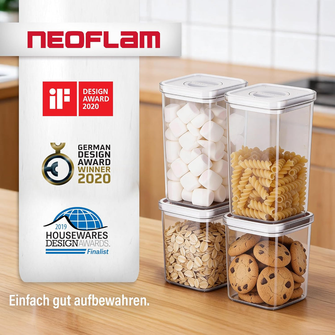 Neoflam® Vorratsdosen mit Deckel Luftdicht, Vorratsorganizer 4er Set BPA-frei, Vorratsbehälter mit E