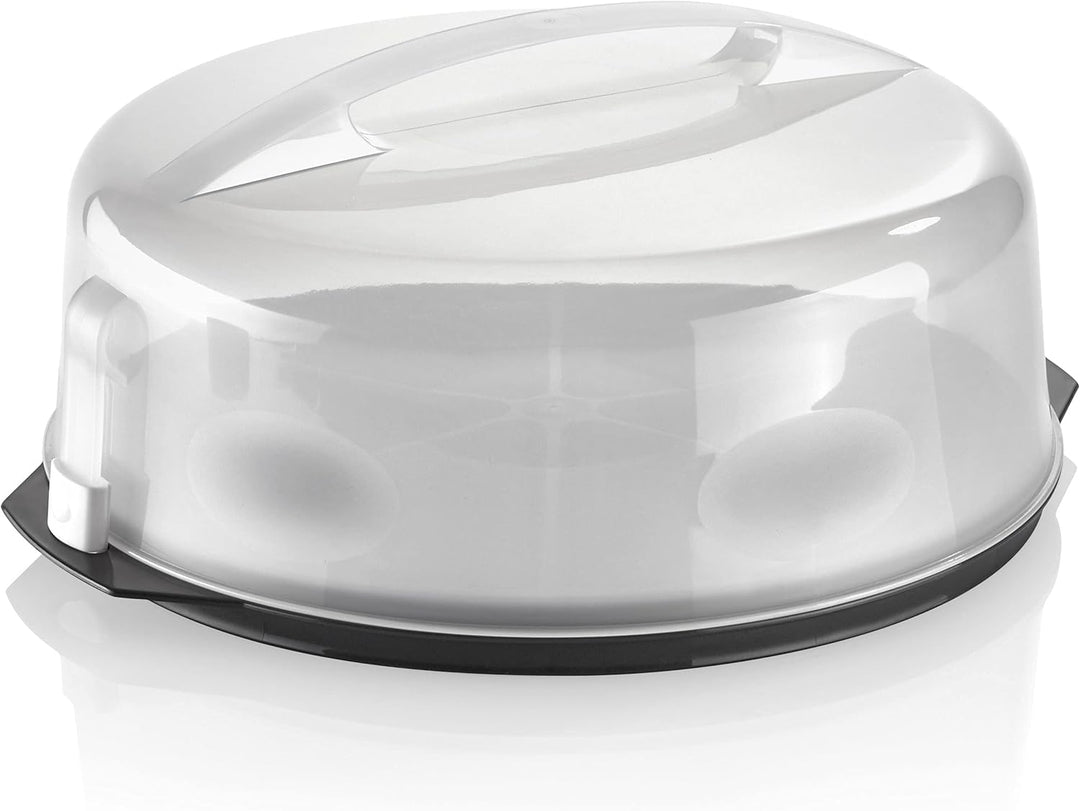 Grizzly runde Kuchen-Transportbox mit Klick-Verschluss, Tortenhaube mit Stückeinteilungshilfe, Torte