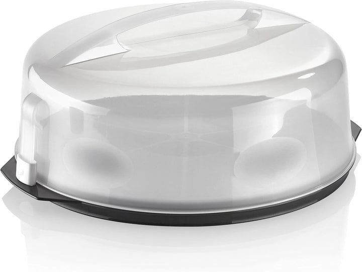 Grizzly runde Kuchen-Transportbox mit Klick-Verschluss, Tortenhaube mit Stückeinteilungshilfe, Torte