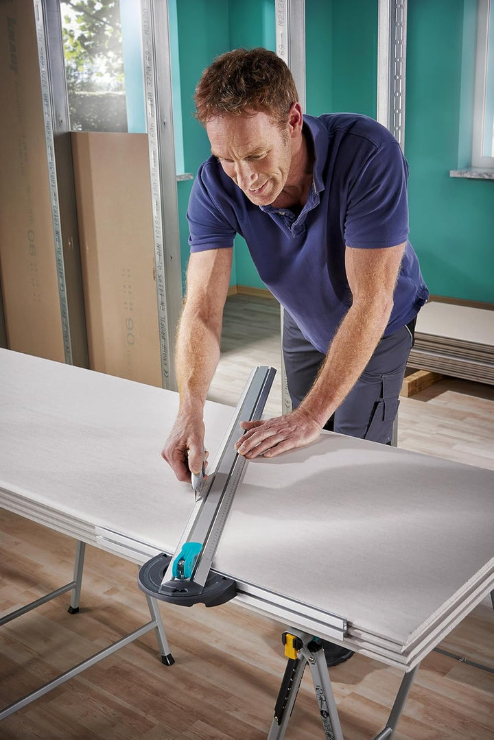 wolfcraft T-Schiene mit Parallelschneider I 4008000 I Schneid- und Markierungshilfe für Gipskartonpl