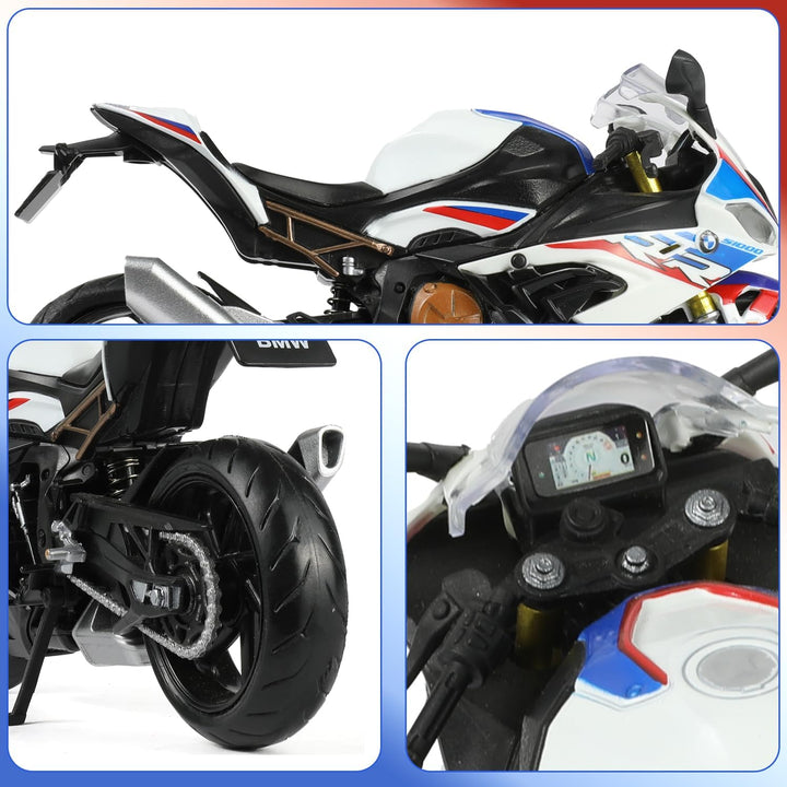 Risopen 1/12 S1000RR Motorrad Modell Spielzeug Mini Legierung Metall Diecast Motorrad Modell Weiss M