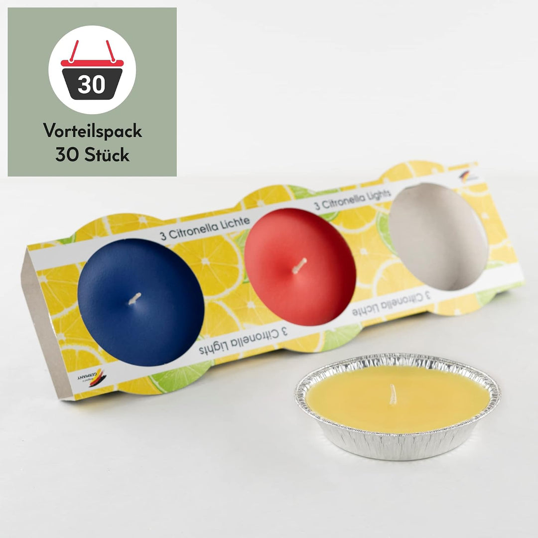 HOFER 30 x Citronella-Flammschalen für draussen | hochwertige Citonella Kerze Outdoor | mit Citronel