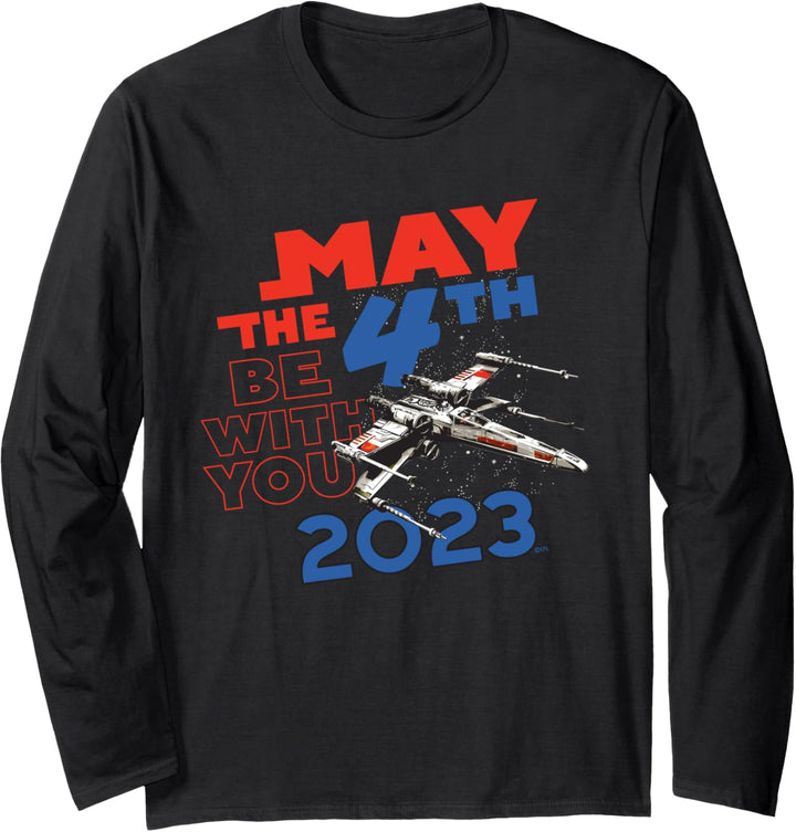 Star Wars Day May the 4th Be With You 2023 X-Wing Fighter Langarmshirt