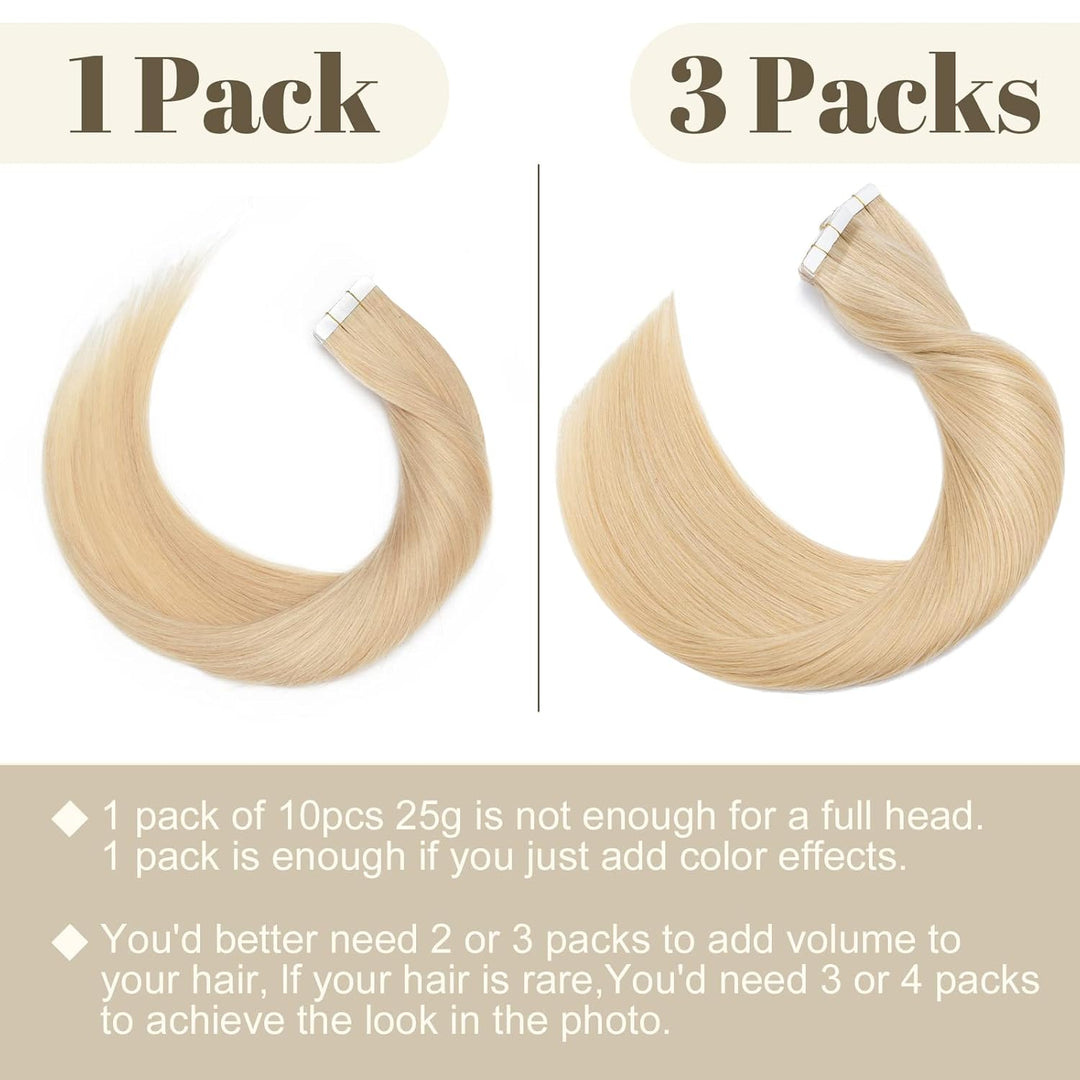 SEGO Haarverlängerung Tape Extensions Echthaar Klebeband 10 PCS 25g Haarteile 7A Glatt 100% Remy Hum