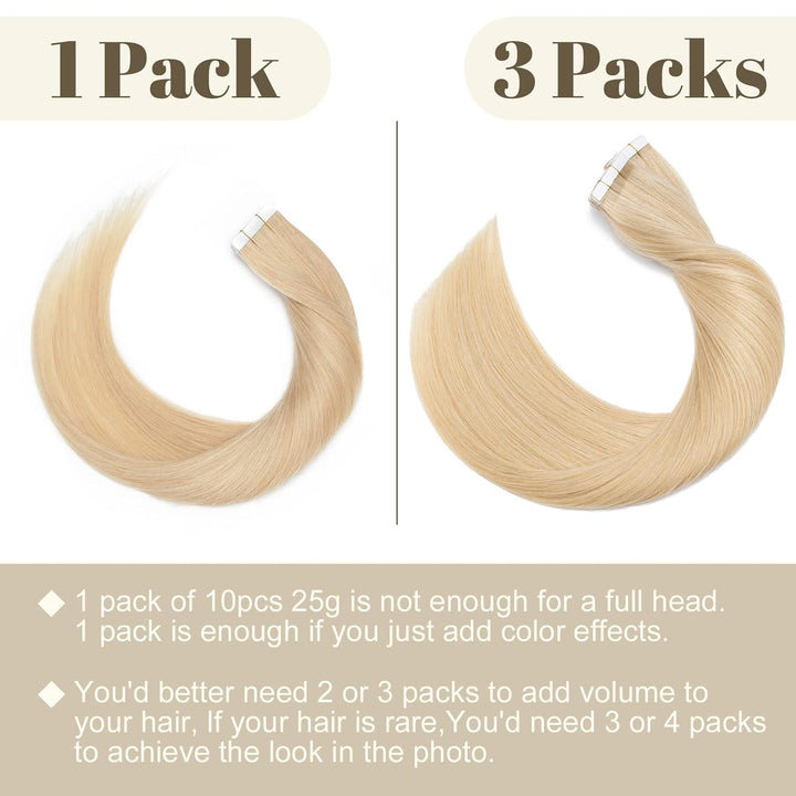 SEGO Haarverlängerung Tape Extensions Echthaar Klebeband 10 PCS 25g Haarteile 7A Glatt 100% Remy Hum