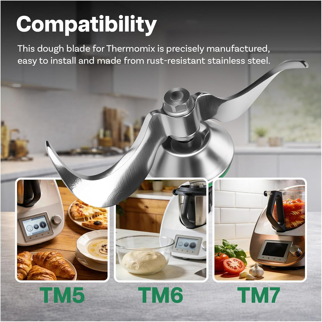 Teigmesser für Thermomix TM7, TM6 & TM5 aus Edelstahl von MMOBIEL – Teigmischmesser Ersatzteil Ideal