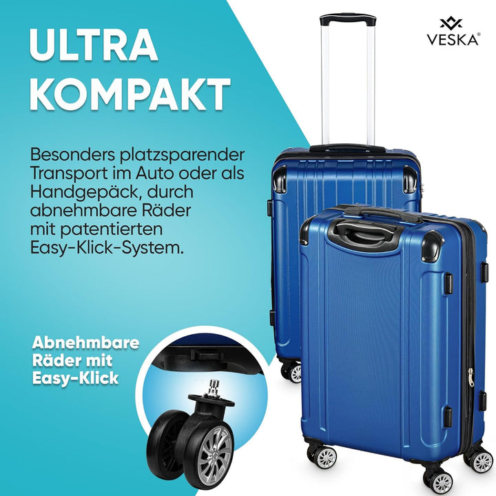 VESKA 3tlg. Hartschalenkofferset Hard Shell Reisekoffer Kofferset Trolley Koffer Hartschalenkoffer R