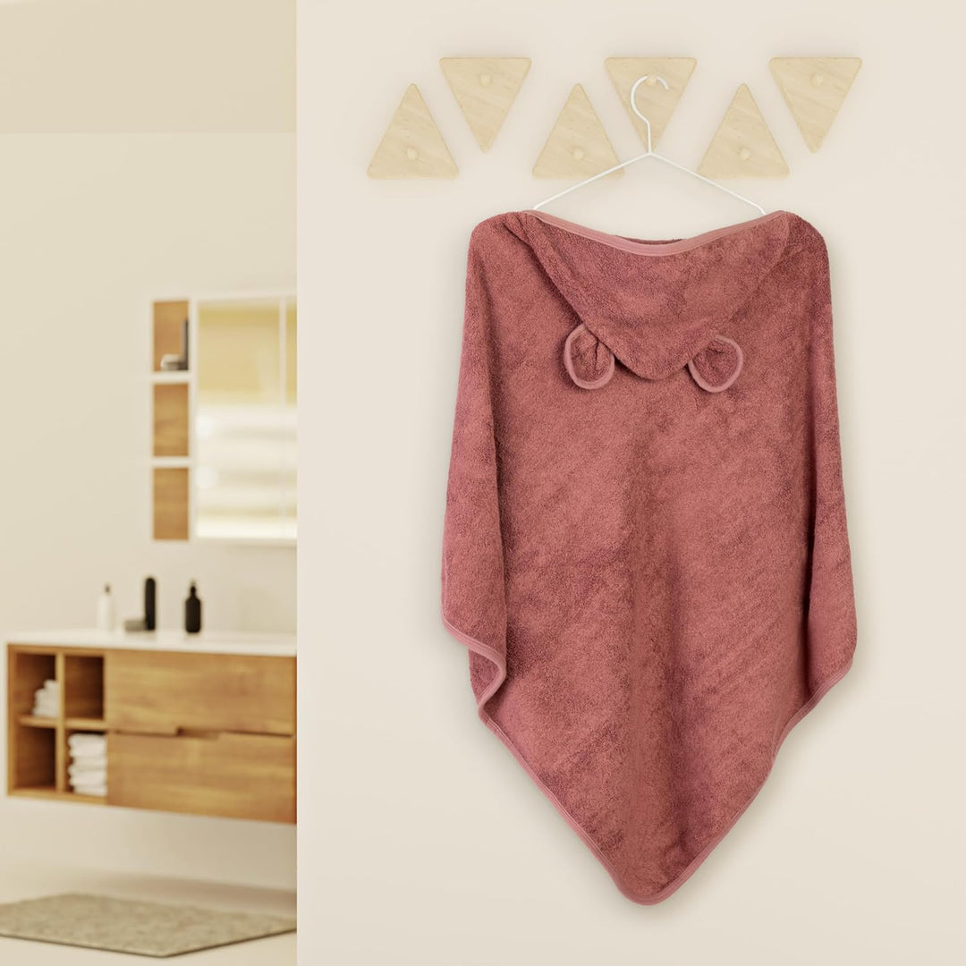 Kapuzenhandtuch Baby EXTRA dick, warm & weich | 75x75cm Baby Handtuch Kapuze (100% Bambus) | Rotes H