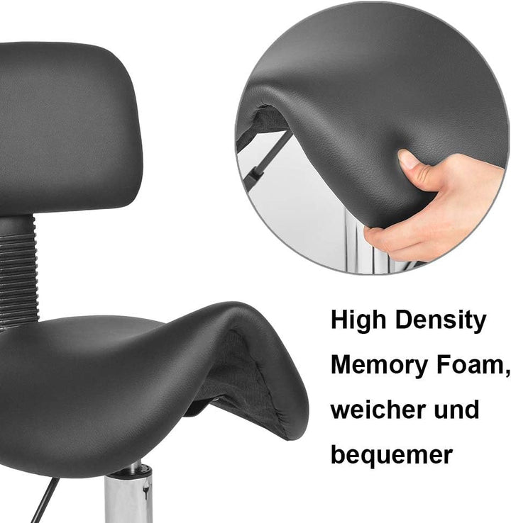 Mingone Sattelhocker mit Rückenlehne Drehhocker Arbeitsstuhl Ergonomisch Bürohocker mit Rollen Satte