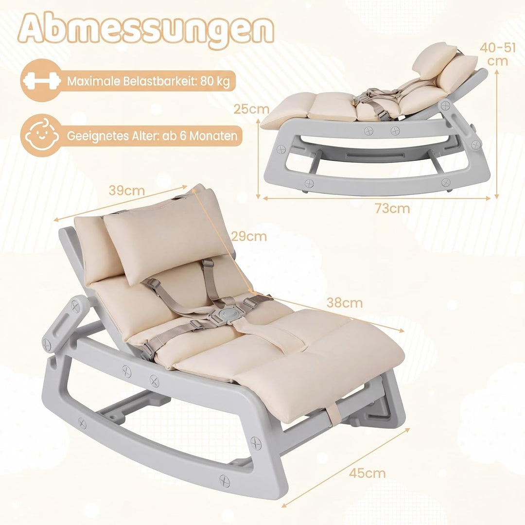 COSTWAY 2 in 1 Babywippe, Baby Schaukelstuhl mit verstellbarer Rücklehne, waschbarem Kissen &amp; Sicher