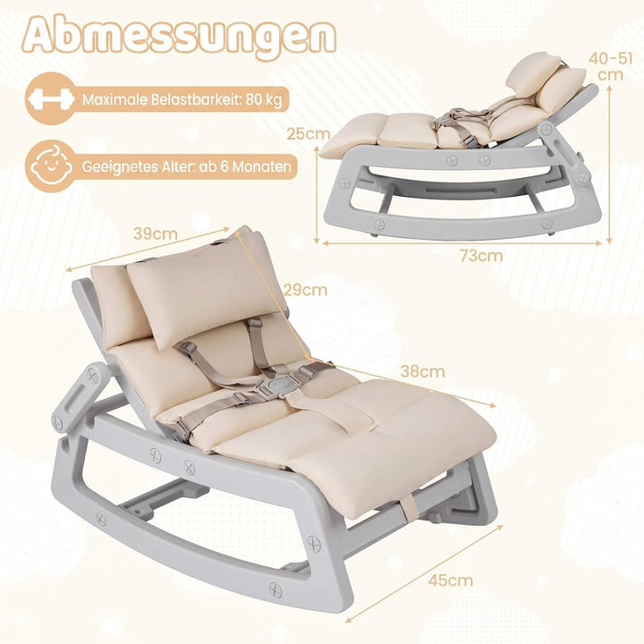 COSTWAY 2 in 1 Babywippe, Baby Schaukelstuhl mit verstellbarer Rücklehne, waschbarem Kissen &amp; Sicher