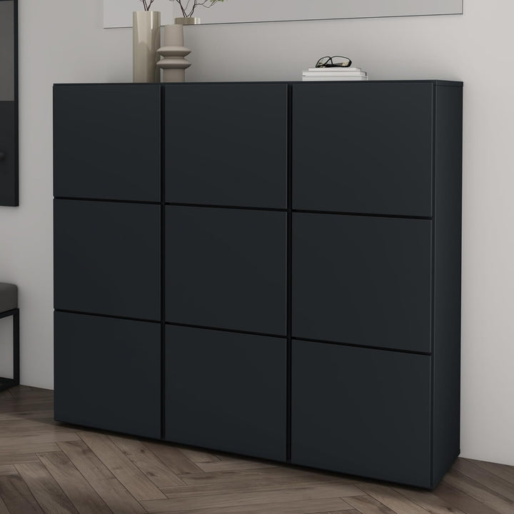 Mai & Mai Schuhschrank aus Holz, Schuhkommode mit 3 Schränken BTH: 45x36x120 cm Schuhregal Möbel in