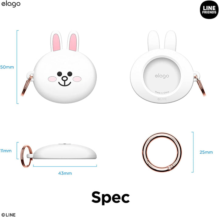 elago I LINE Friends Silikon Hülle Kompatibel met für Apple AirTag 2 &amp; 1 Gen - Voller Schutz, Inklus