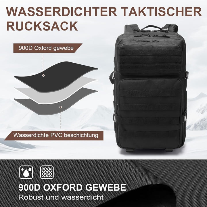 SHANNA Trekkingrucksack, Wanderrucksäcke Militärrucksack 45L Armee Rucksack MOLLE Assault Pack Takti