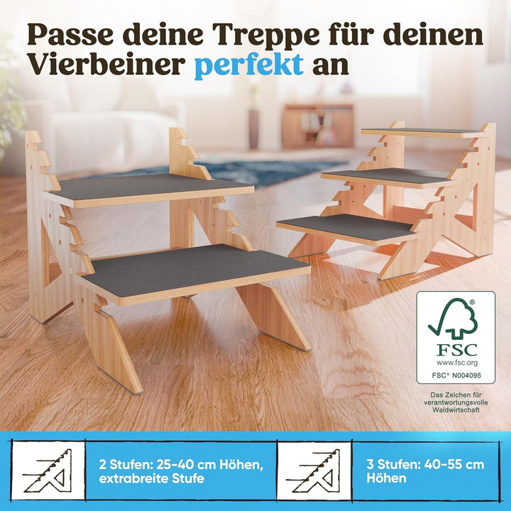 AMAZINGs Haustiertreppe für kleine, mittlere und schwere Hunde, Junge und alte Katzen. Flexibel eins