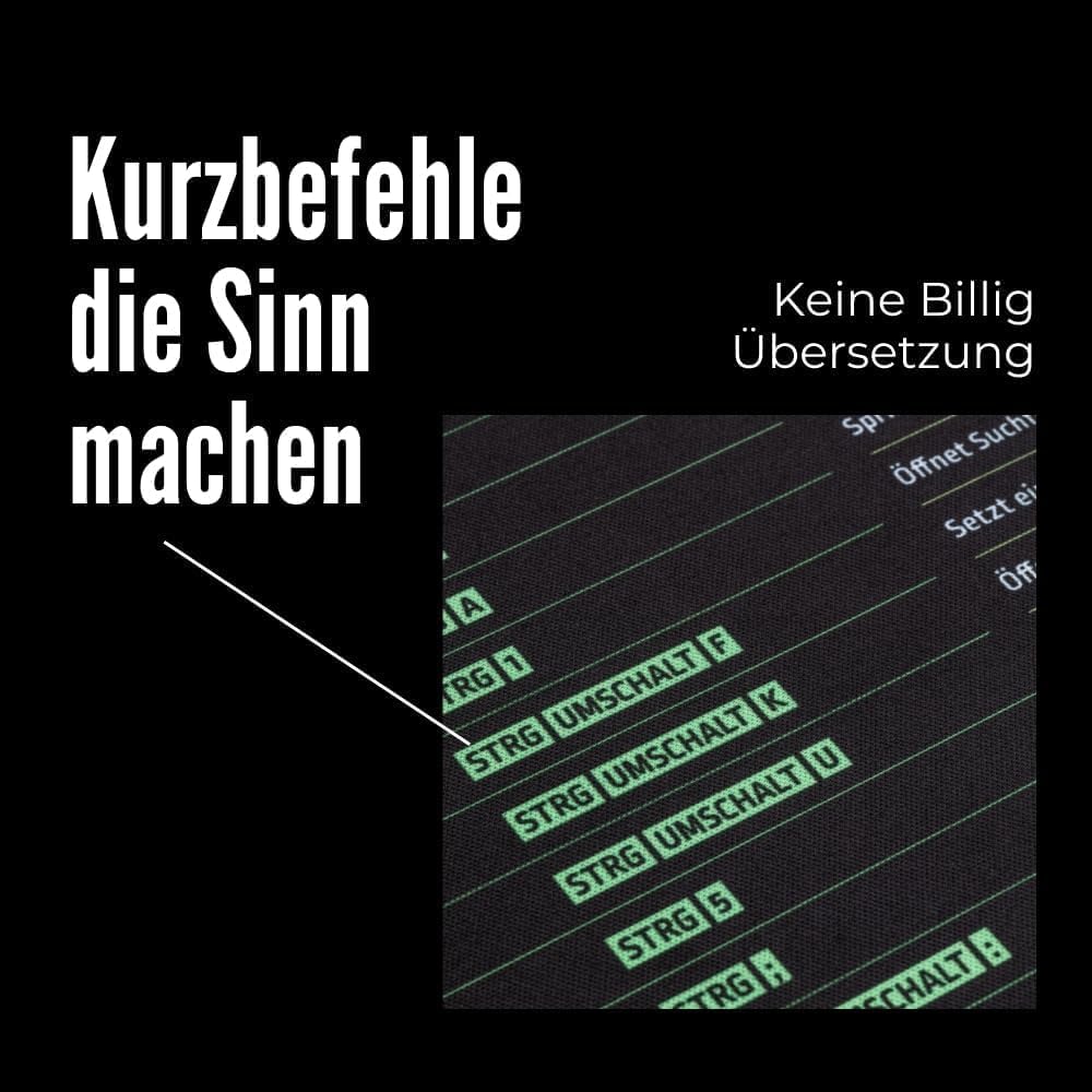 Excel Schreibtischunterlage Deutsch, Mauspad mit Tastenkombinationen und Formeln für Excel - werde m