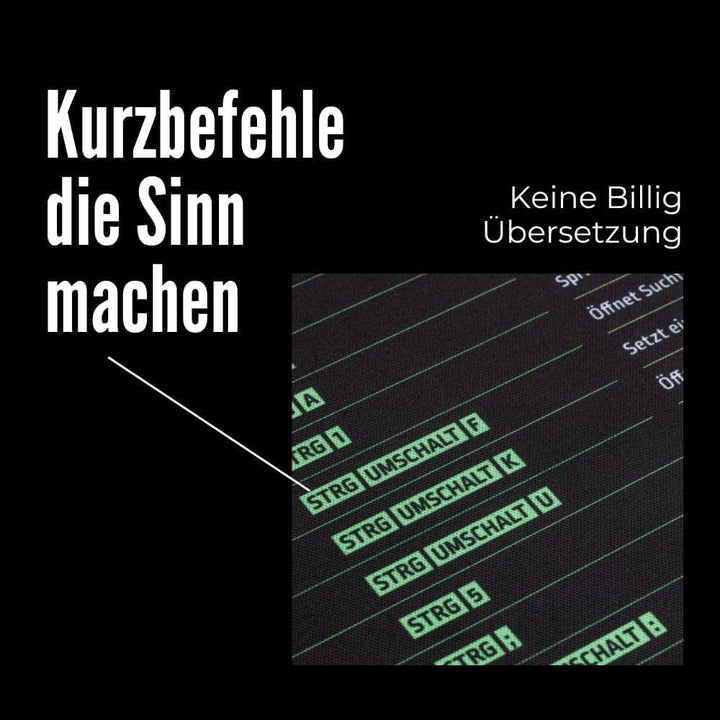 Office Schreibtischunterlage mit Excel, Word & Windows Tastenkombinationen, Excel Mauspad Deutsch mi