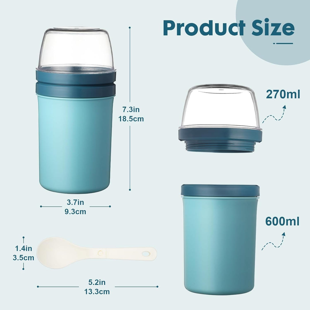 Müslibecher to Go 600ml+270ml,Joghurtbecher to Go Kinder mit Löffel,Müsli Cup to Go Becher,Cornflake