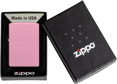 ZIPPO - Pink Matte - nachfüllbares Sturmfeuerzeug in hochwertiger Geschenkbox (Flammenmotiv graviert