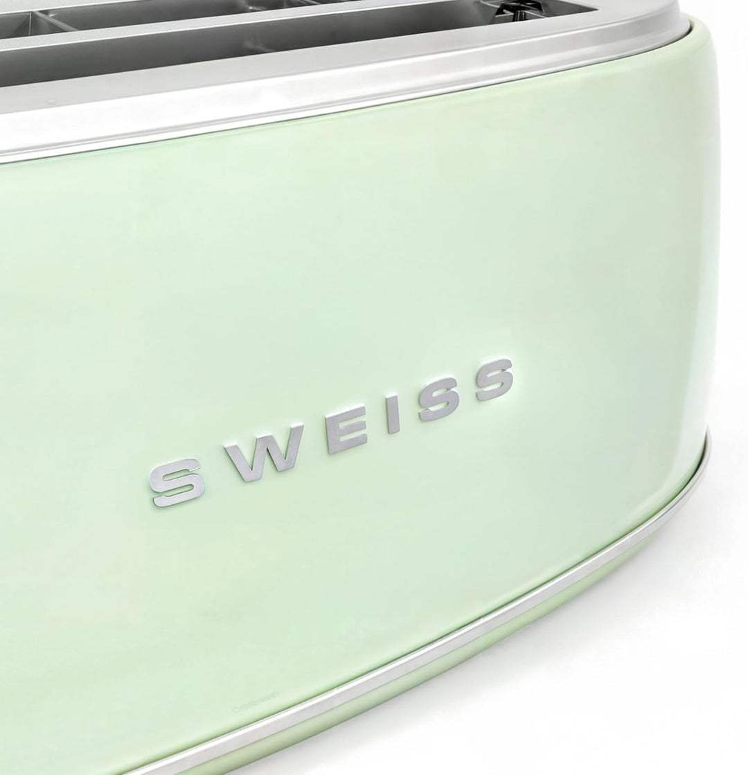 SWEISS Vintage Toaster GRV7, 2 Schlitze, 6 Bräunungsstufen, Spezialbreite für Baguettes, Auftaufunkt