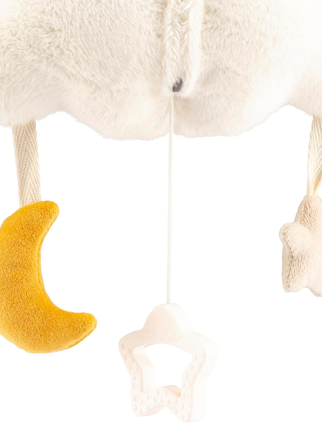Spieluhr gross Wolke Ecru zum Anbinden, Baby Einschlafhilfe mit integriertem Spielwerk zum Aufziehen