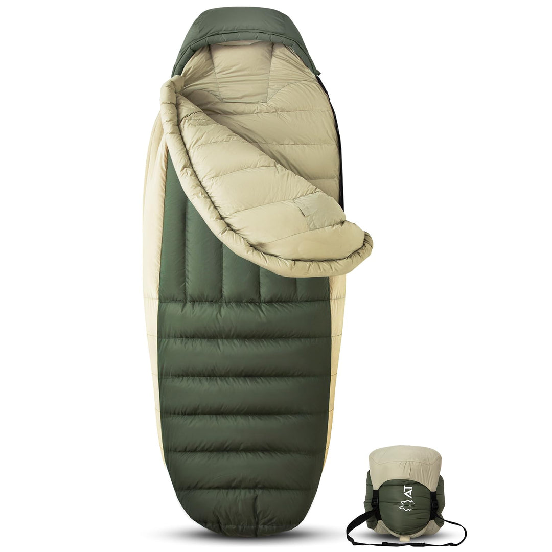 ATEPA Premium RDS Daunen Schlafsack ISO-Zertifiziert, 700FP Entendaune Extra Breit für Kaltes Wetter