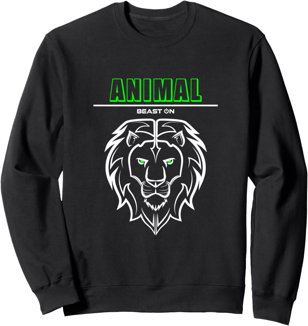 Animal Löwe Kopf Grün Gym Workout Fitness Gains Bodybuilder Sweatshirt