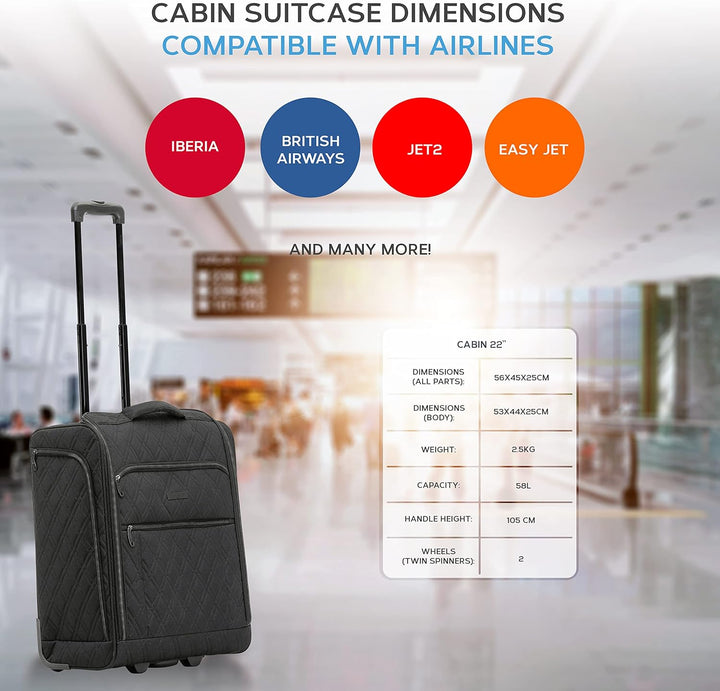 Flight Knight 56x45x25cm easyJet & British Airways Large Carry On Approved & Tested Maximum Size Han