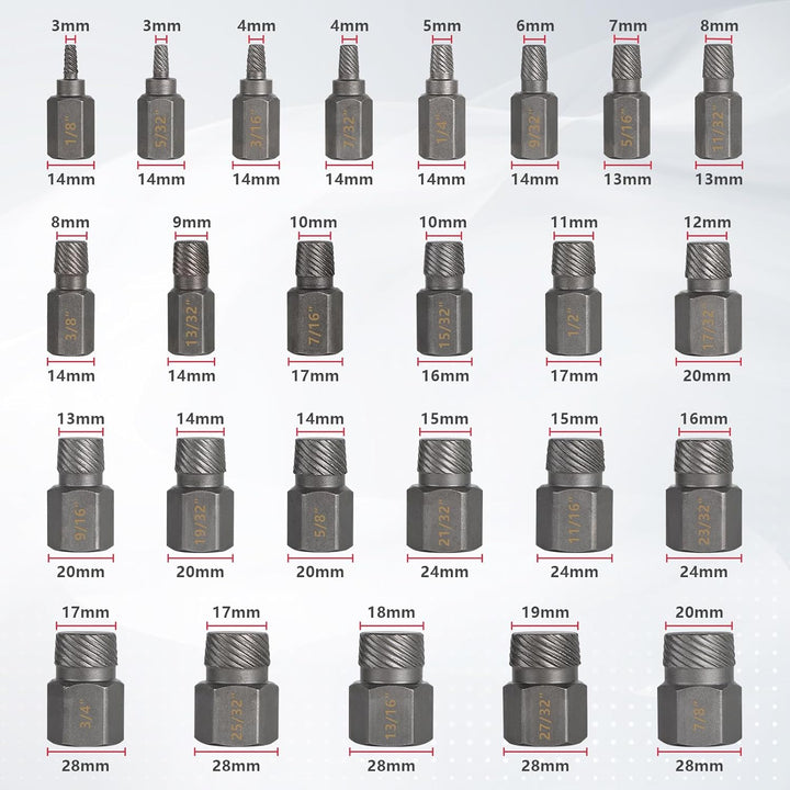 CPROSP 25tlg Schraubenausdreher Set Profi, Screw Extractor zum Entfernen Von Gebrochenen Bolzen, Sch