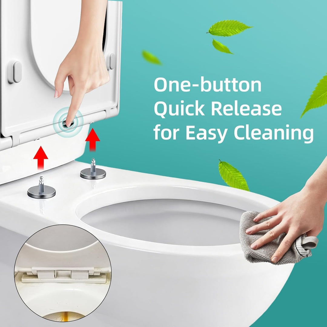 Toilettendeckel mit Absenkautomatik,Urea-Duroplast WC Sitz Quick-Release Funktion zur Einfachen Rein