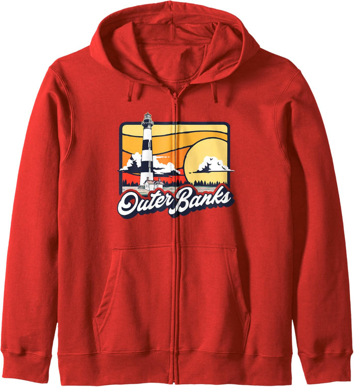 Outer Banks Lighthouse Bodie Island Vintage Carolina Beach Kapuzenjacke