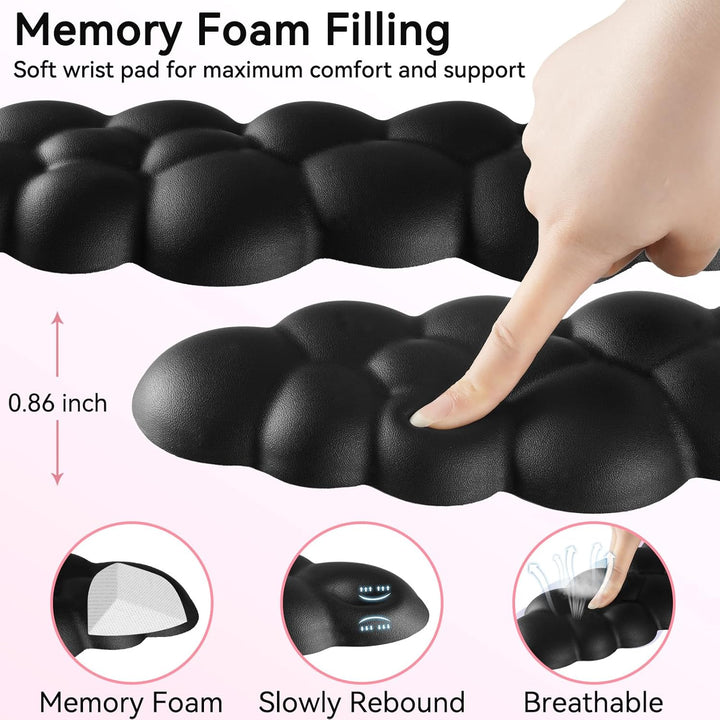 Memory‑Schaum Cloud Handballenauflage Tastatur‑Set, 4‑in‑1: Ergonomische Tastatur Handballenstütze &