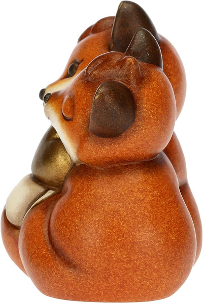 THUN, Handverziertes Gastgeschenk aus Keramik mit konischem Paar Fuchs und goldenem Herz, Symbol der