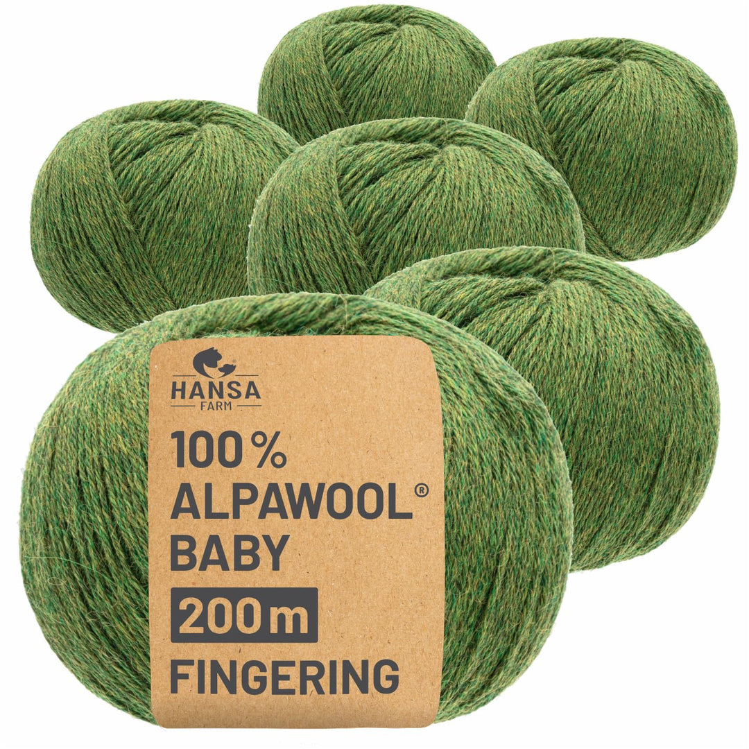 HANSA-FARM | 100% Baby Alpakawolle in 50+ Farben (kratzfrei) - 300g Set (6 x 50g) - weiche Alpaka Wo