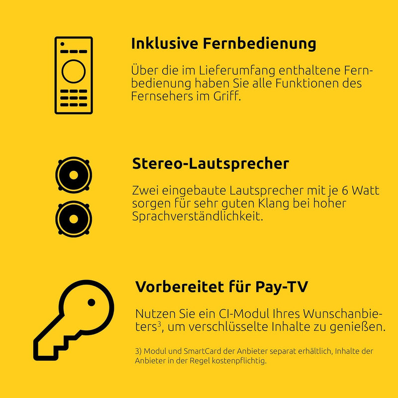 TechniSat TECHNIVISION HD32AW MOBIL - kompakter, tragbarer Direct-LED-Smart TV (32 Zoll, Dreifacher
