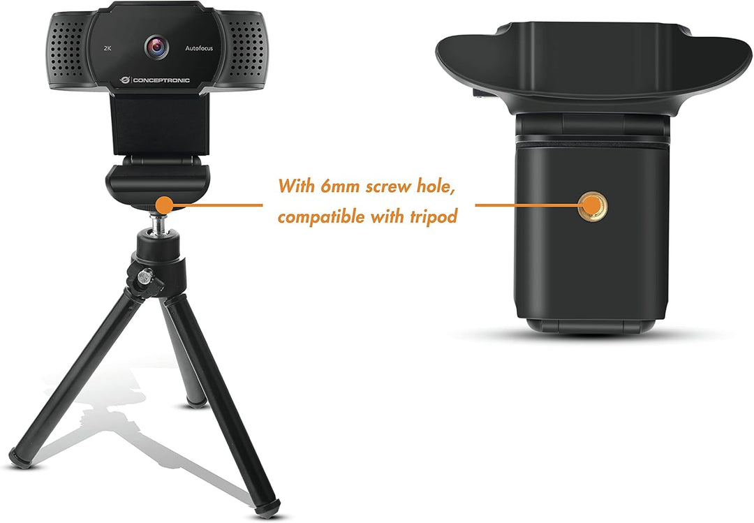 Conceptronic Webcam AMDIS02B 2k Super HD Webcam+Microphone sw, grau 2K Super HD AMDIS02B, 2K Super H
