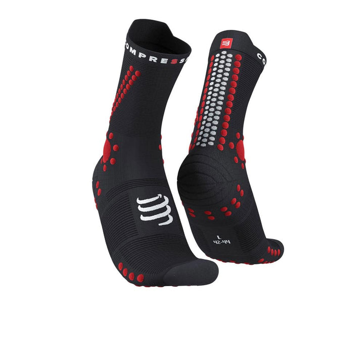 COMPRESSPORT Pro Racing Socken v4.0 Trail Socken, Schwarz/Rot, Grösse 42-44 Unisex-Erwachsene