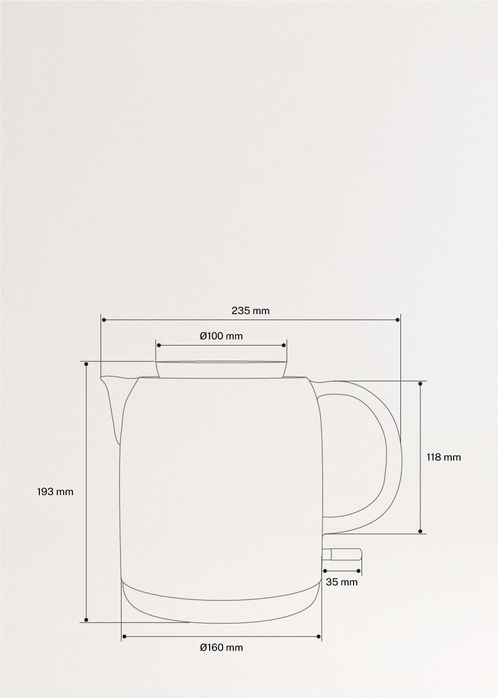 CREATE/KETTLE CERAMIC/Keramischer Wasserkocher Mokka/Keramikgehäuse, Aufheizen in 5 Minuten, 1L Fass