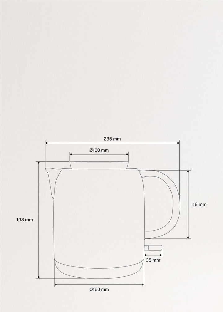 CREATE/KETTLE CERAMIC/Keramischer Wasserkocher Mokka/Keramikgehäuse, Aufheizen in 5 Minuten, 1L Fass