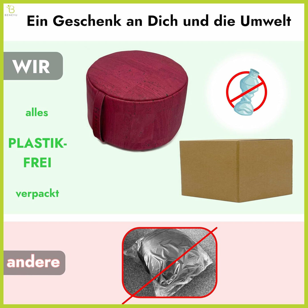 Meditationskissen 𝒂𝒖𝒔 𝑲𝒐𝒓𝒌 - Made in EU (𝐏𝐨𝐫𝐭𝐮𝐠𝐚𝐥) - Wasserabweisendes &amp; Formstabiles Kork Yogakisse