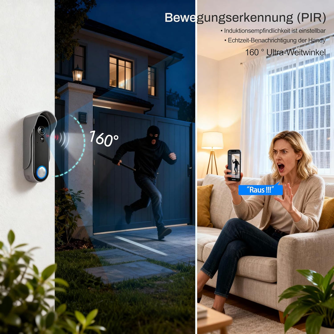 SIMBAILAI 8 Zoll WLAN Kabellose Video Türsprechanlage, Ultradünner Körper, 1080p Touchscreen, Unters