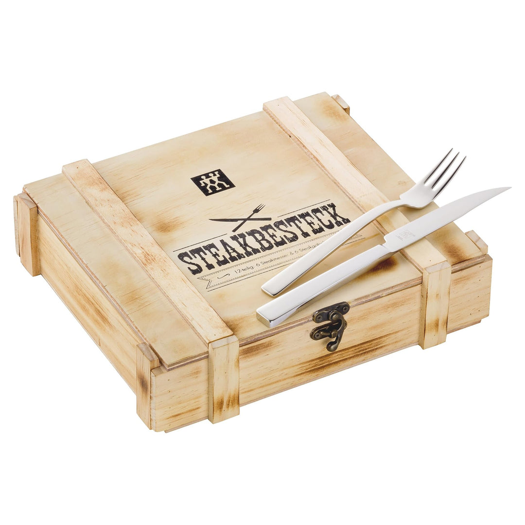 ZWILLING Steakbesteck Set für 6 Personen, 12-teilig, 6 Steakmesser und 6 Steakgabeln, Inkl. Aufbewah