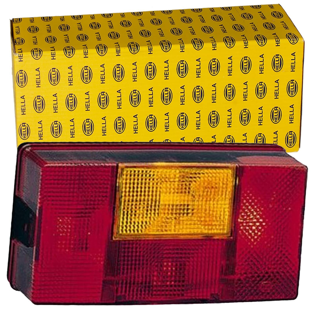 HELLA Rückleuchte - Glühlampe - 12V / 24V - Anbau - ECE - Lichtscheibenfarbe: rot/gelb - Stecker: Fl