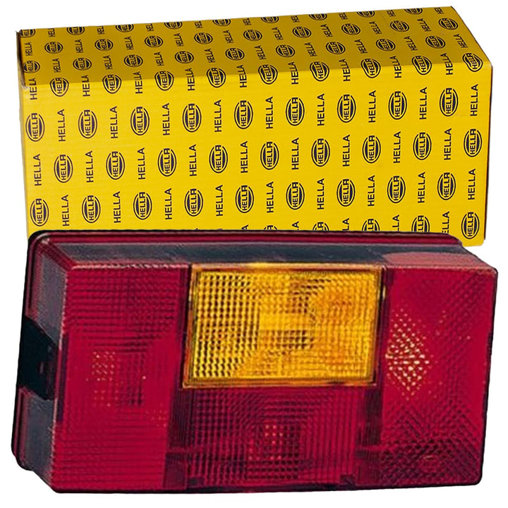 HELLA Rückleuchte - Glühlampe - 12V / 24V - Anbau - ECE - Lichtscheibenfarbe: rot/gelb - Stecker: Fl