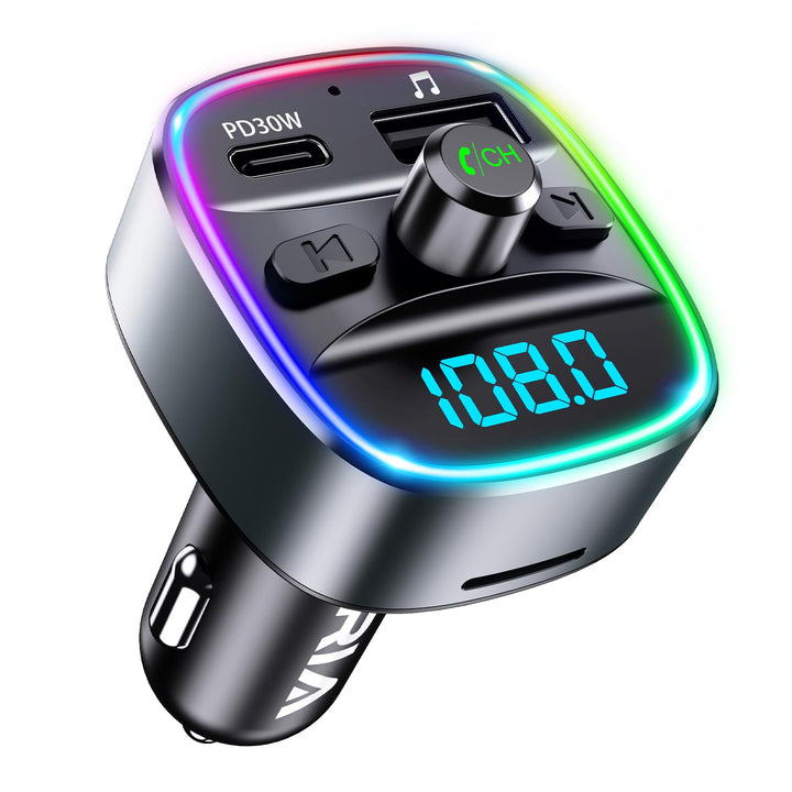ORIA Bluetooth FM Transmitter Auto, Autoradio Adapter, Bluetooth 5.3 Car Kit PD 30W Schnelles Laden,